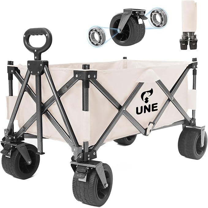 キャリーワゴン アウトドアワゴン 折り畳み式 キャンプ カート ブレーキ付き 大容量 150L ワンタッチ収束式 耐荷重150kg 自立収納 コンパクト 幅10cmのサイレントユニバーサルホイール付き 8,301円