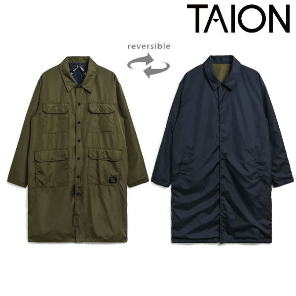 【SALE10%OFF】【即納】TAION タイオン アウター ノンダウンミリタリーリバーシブルバルカラーコート 長袖 コート ロング丈 リバーシブル ユニセックス r109ndml-1-lo