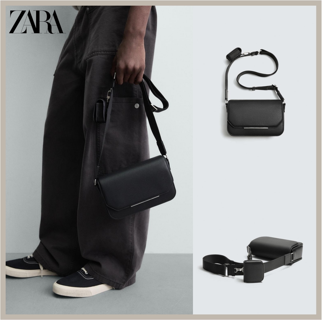 ZARA [テクスチャード]クロスボディバッグ[ブラック]