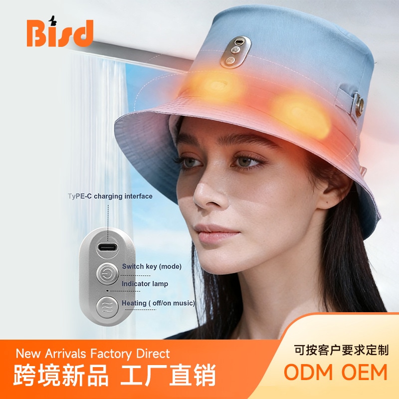 ヘッドハットマッサージャーヘッドセラピー減圧ツボ電気経絡ブラシフィッシャーマンハット混練マッサージャー