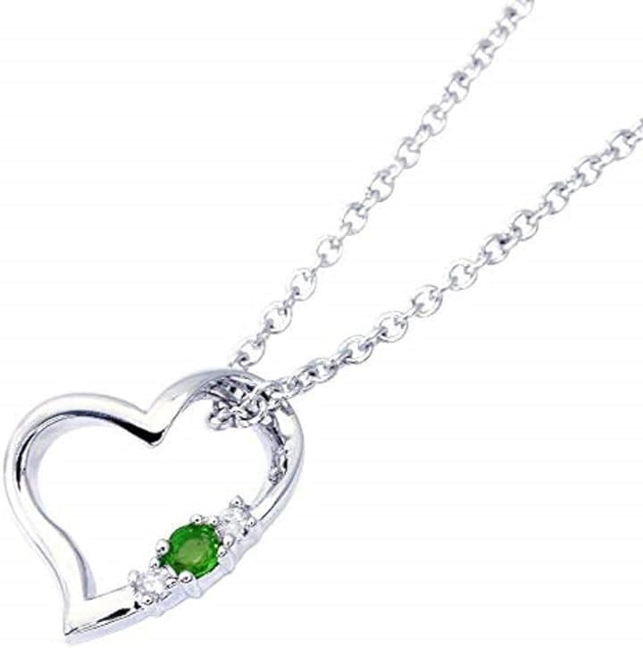 ハートエメラルド レディース ペンダント ダイヤモンド 5月の誕生石 ネックレス(グリーン)