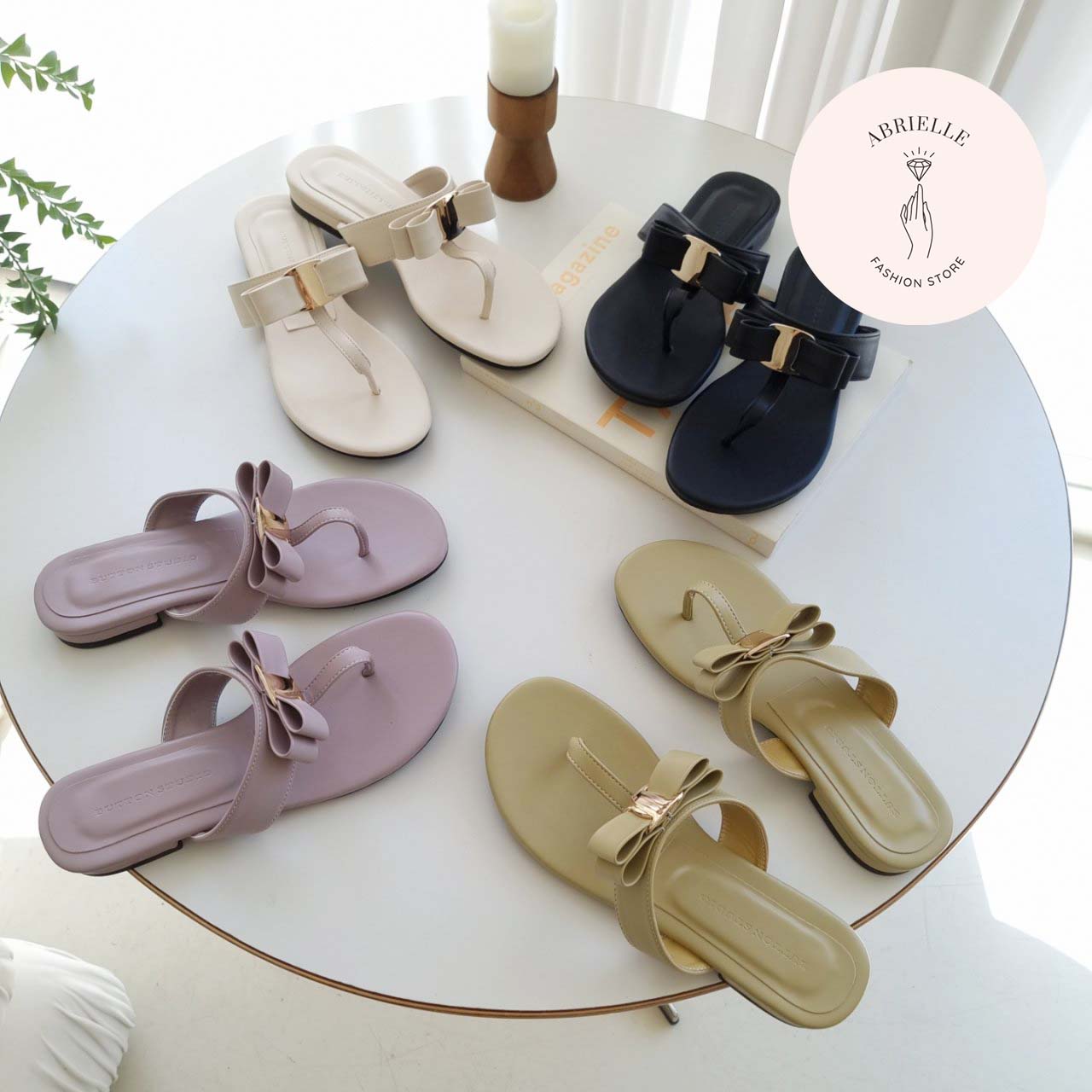 (S-021) Abrielle ブリエル 韓国 靴 　レディース リボン　キレイめ　イパネマ　ビーチサンダル 1CM ［4タイプ］