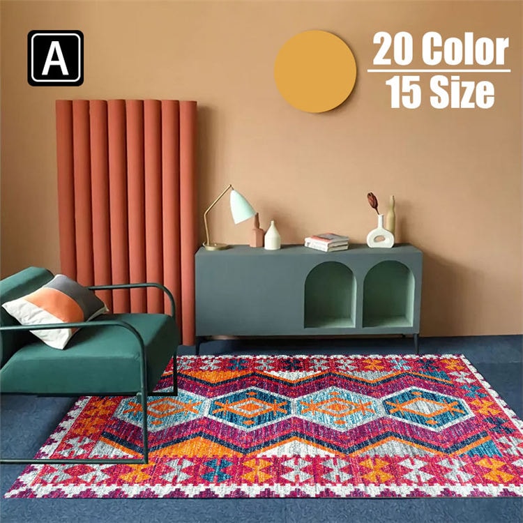 160*230cm 北欧 ボヘミアン風 モロッコ 大面積 タイルラグ 洗える ラグマット 滑り止め 玄関マット ラグラグ カーペット オールシーズン ラグ ベッドルームリビングルームベッドルーム ラグ