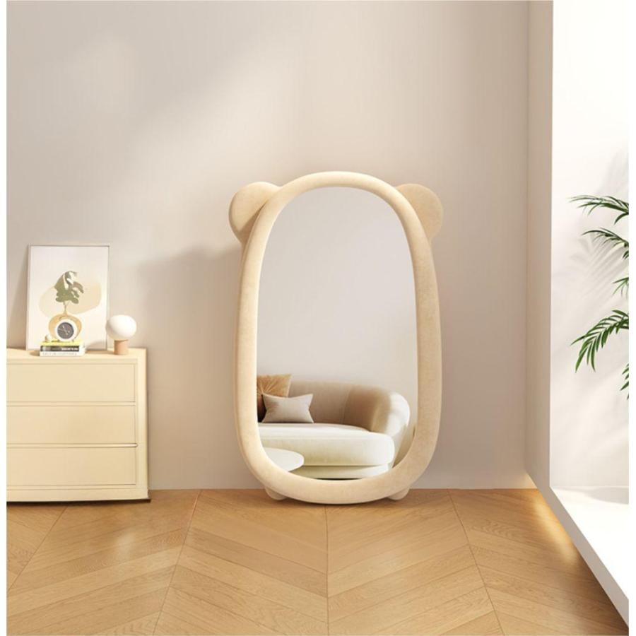 姿見鏡 全身鏡 立てかけミラー 玄関かがみ おしゃれ かがみ 韓国 北欧 デザイン ミラー 小型 色彩鮮やかで明るい ふわふわ 熊 立ち鏡 寝室鏡 飛散防止加工