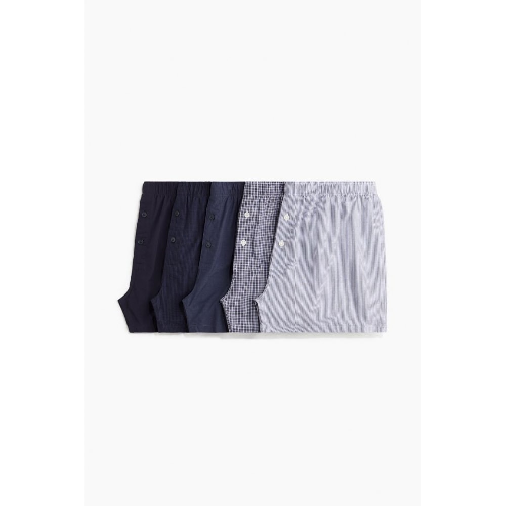 H&M コットンドローストリング 5 パックセットブルー/チェック