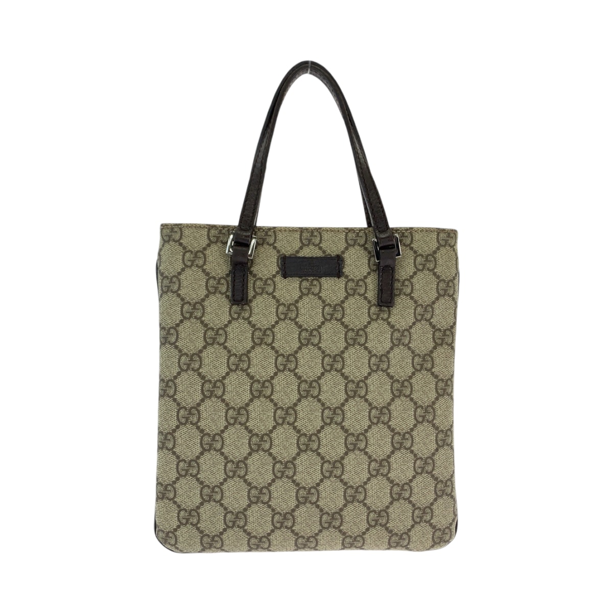 美品 GGプラス ベージュ ブラック シルバー金具 PVC 114600 ミニトートバッグ ハンドバッグ レディース 408623