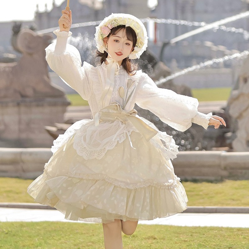 花と詩 オリジナルロリータドレス 可愛いロリータスイートプリンセスドレス 春秋エレガントスタイル
