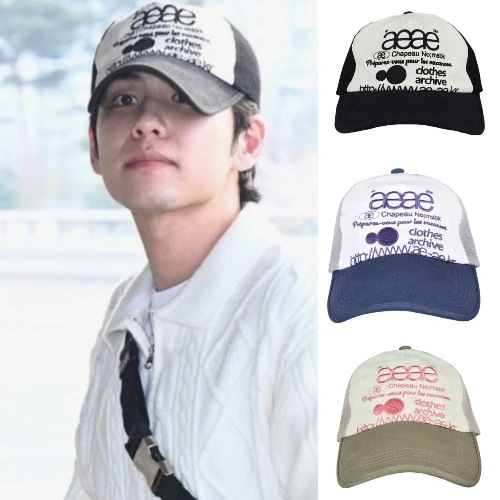 AEAEボールキャップ帽子 【DAY6 ウォンピル着用】 WEBロゴ メッシュキャップ 【ブラック】 【グレー/ブルー】 【オリーブ/ベージュ】/韓国芸能人帽子/アイドルスタイル 5,699円
