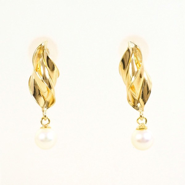 K18 18金 YG イエローゴールド ピアス パール(真珠)総重量約0.9g ジュエリー 中古