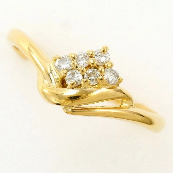 K18 18金 YG イエローゴールド リング 指輪 11号 ダイヤ 0.12 ジュエリー 中古