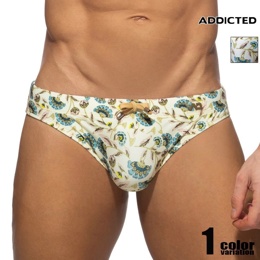 ADDICTED/アディクティッド SPRING FLOWERS SWIM BRIEF ビキニ型水着 海水パンツ 海パン 水着 スイムウェア 男性水着 メンズ Pack-Up MOLDED 植物柄