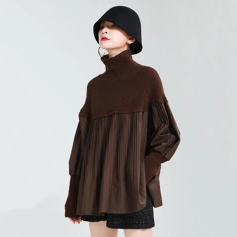 トップス 長袖 ハイネック 個性派 ニット カジュアル レディース大きいサイズ レディース きれいめ 半袖 七分袖 五分袖 無地 冬春 cut and sewn 5,685円