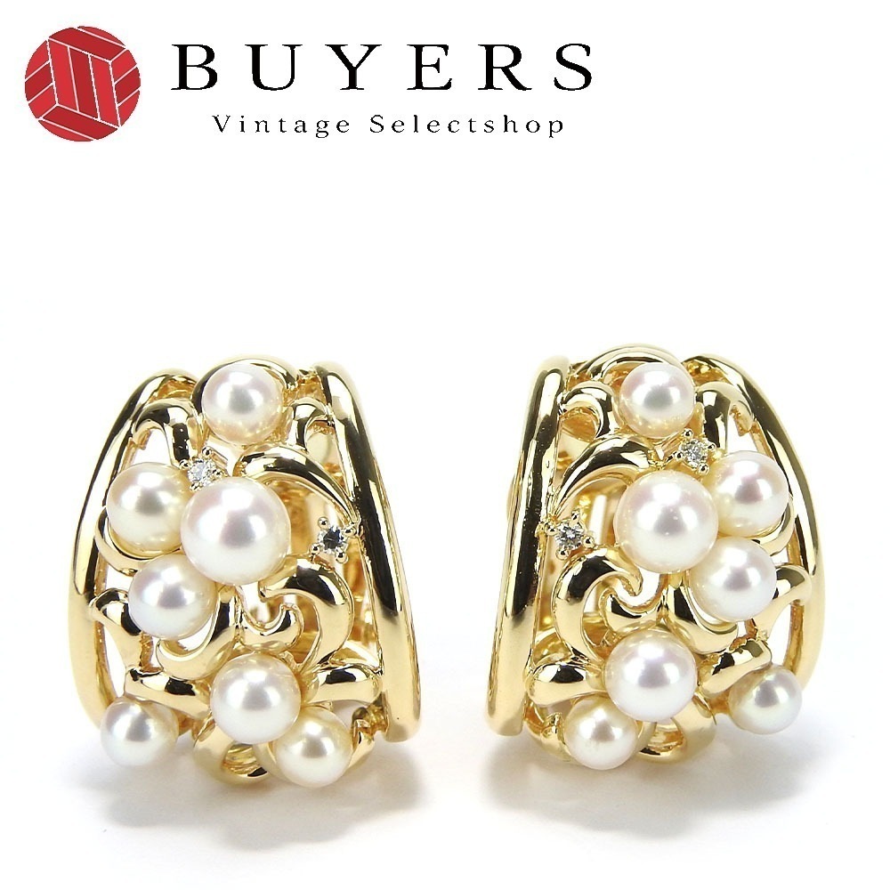 中古 イヤリング K18YG パール ダイヤモンド 約16.2g イエローゴールド ジュエリー レディース 女性