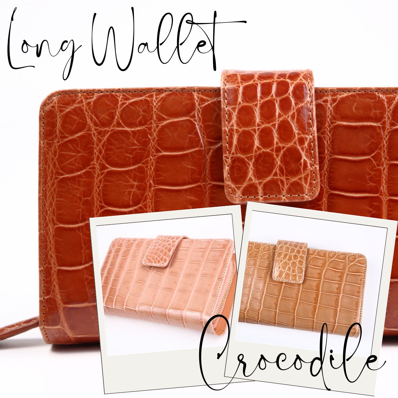 きれいめ 高級感 光沢 ワニ革 本革 ラウンドファスナー 手帳風 レディース 財布 大きめ 大容量 シャイニング加工 クロコダイル