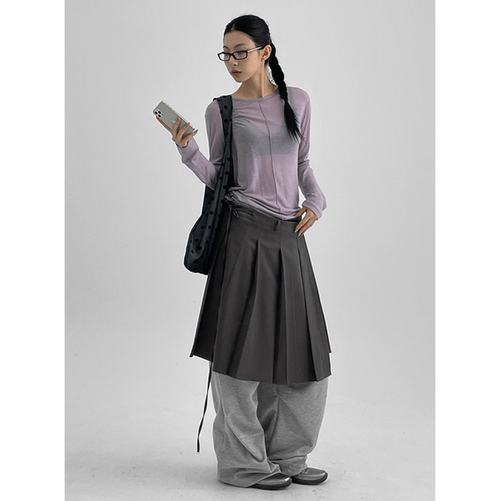 ブラックアップ [春新品] ホスコームプリーツラップミディスカート