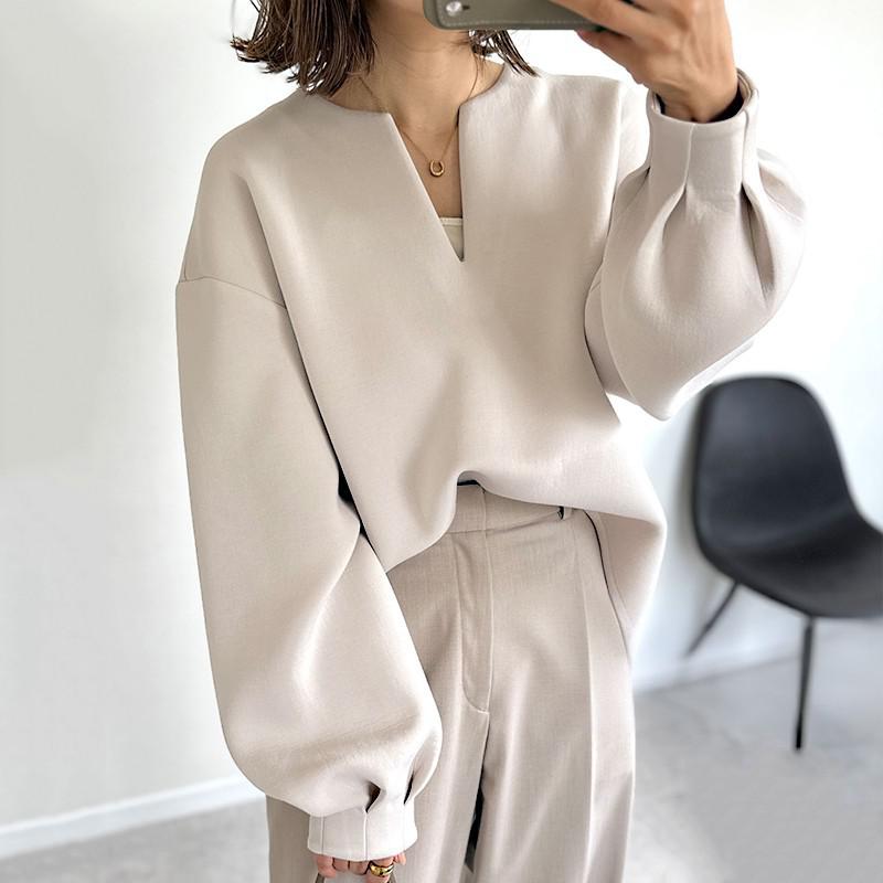 トレーナー レディース スウェットトレーナー ゆったり 体型カバー ドロップショルダー スウェット 秋 春 スウェットトップス 長袖 カジュアルトップス 無地 フード無し 5,408円