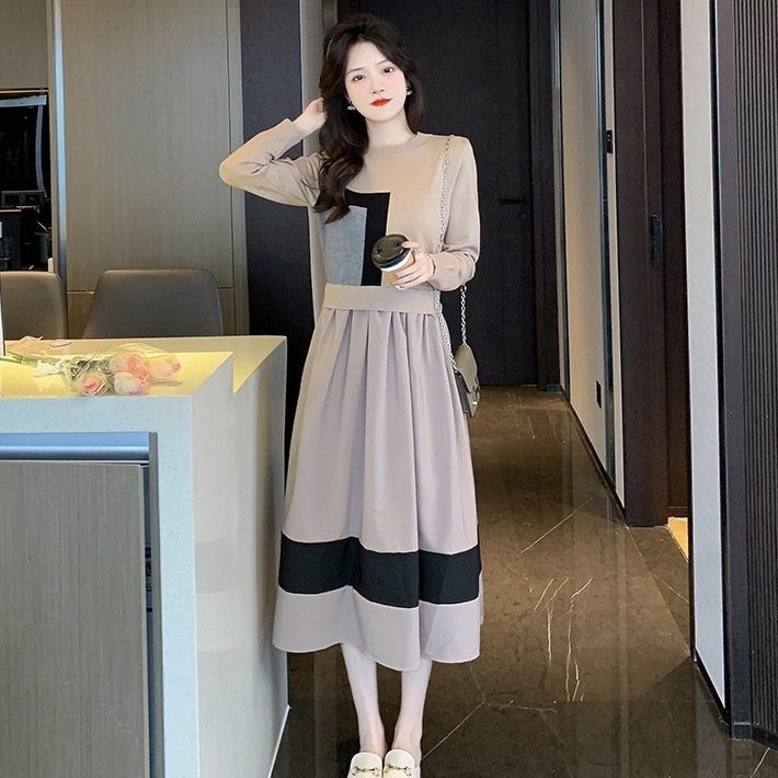 ワンピース ニットワンピース ニット ロングスカート ロング丈 長袖 ルーズ 韓国 レディース かわいい 可愛い キュート 大人可愛い 大人女子 シンプル きれいめ カジュアル 大人 気品