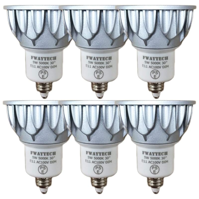 FWAYTECH LED電球 e11 昼白色 5W 調光器対応 高演色性Ra82 ダイクロ型40W50W相当 中角30度 ダクトレールLEDスポットライト 密閉器具対応 (5000K昼白色相当, E