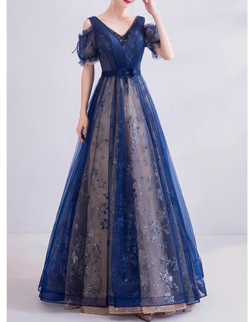 カラードレス　パーティードレス　花嫁　Vネック　二次会　演出　結婚式　ウェディング　披露宴　ロング丈