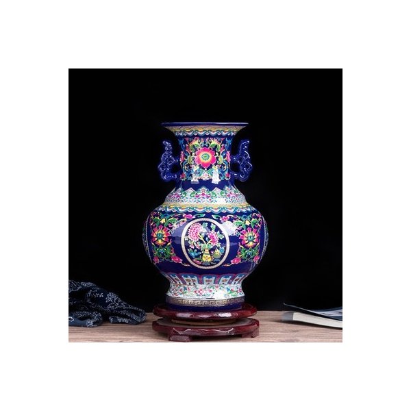 レトロ景徳鎮アンティーク古代エナメル中国セラミック花瓶ホームオフィス装飾磁器花瓶R1886 Black 7,454円