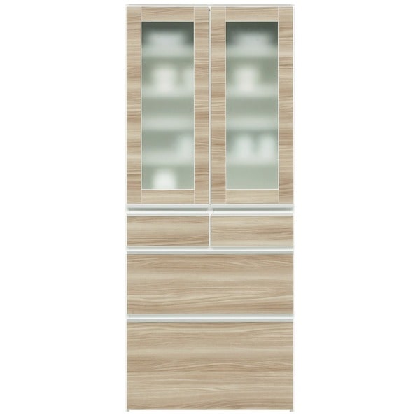 食器棚 キッチン収納 幅75cm ブラウン 木目調 上台扉耐震ラッチ付き ガラス扉 日本製 ダイニングボード 完成品 玄関渡し 40,657円