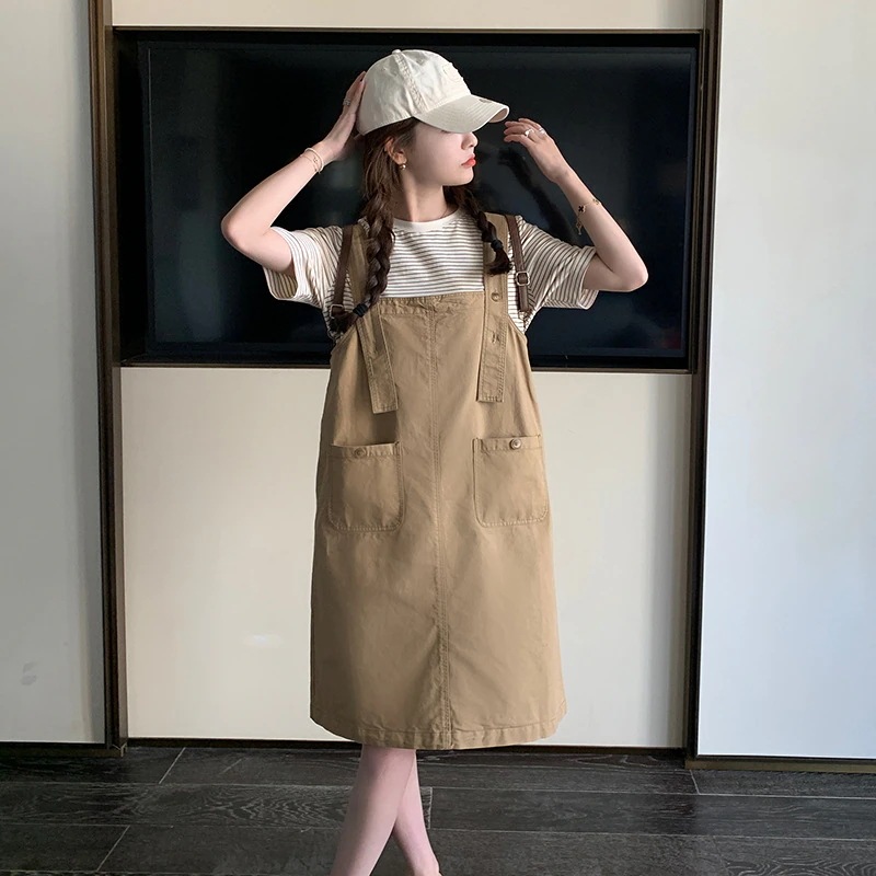 小さな緩い妊婦服の2つのセットの実際の大学のスタイルワークバックドレス女性夏2024新しいセット