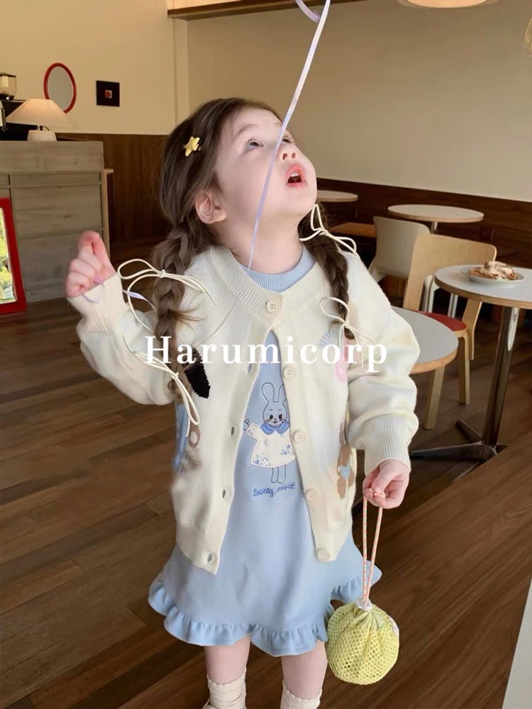 子供服 女の子 セットアップ 春秋 韓国子供服ニットコート ワンピースセット 長袖 カーディガン カットソー ワンピース トップス ボトムス こども服 ジュニア おしゃれ 可愛い 0cm 1