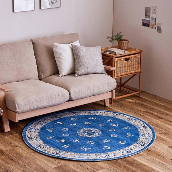 240632503 シノワズリデザインのプリントラグ ミュゲ 140R ブルー メーカー直送