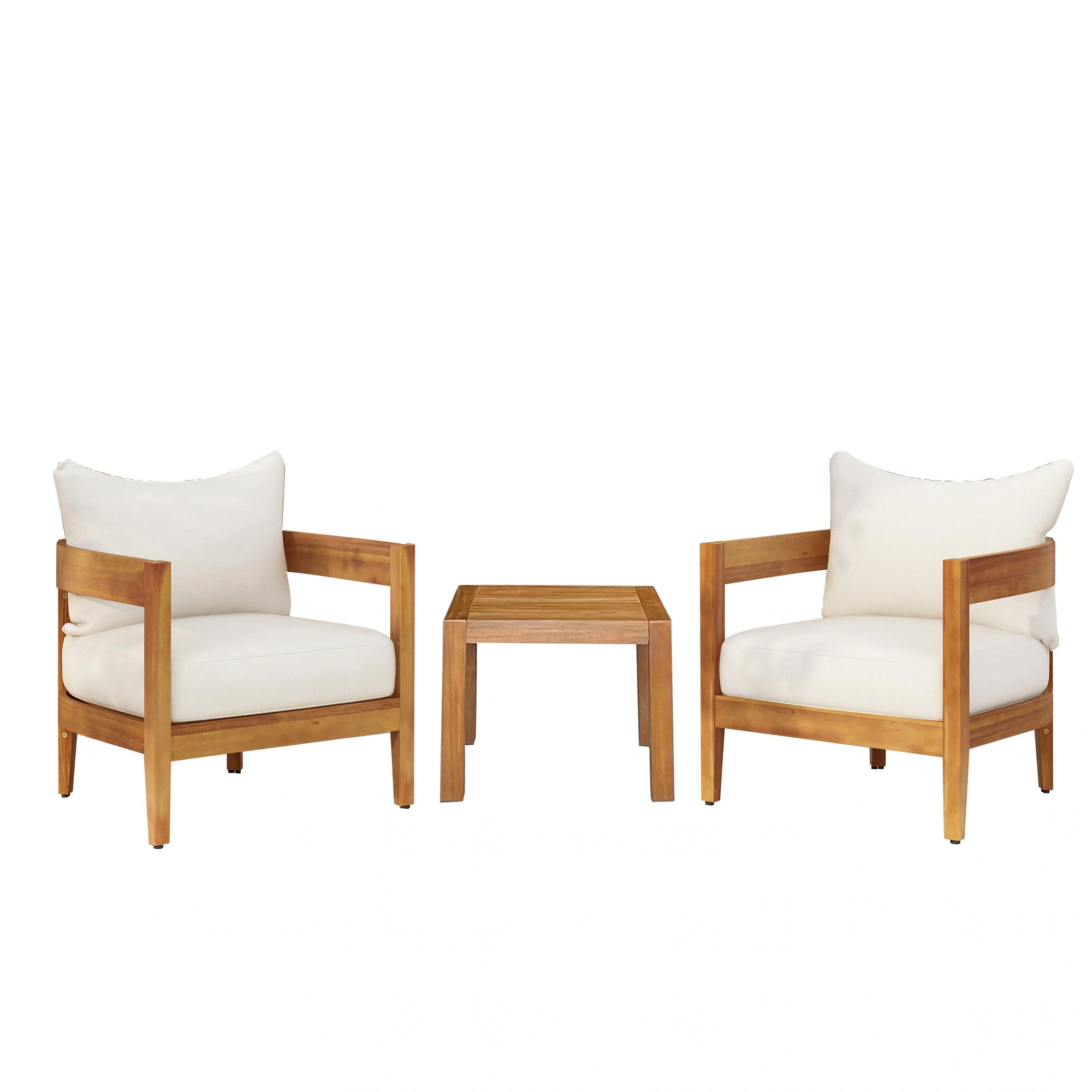 1957ガーデンファーニチャー 3点セット 天然木 屋外用 肘掛け ソファ ガーデンファニチャー ホテル カフェ ベランダ テラス テーブル 家具 高級 おしゃれ【ナチュラル】