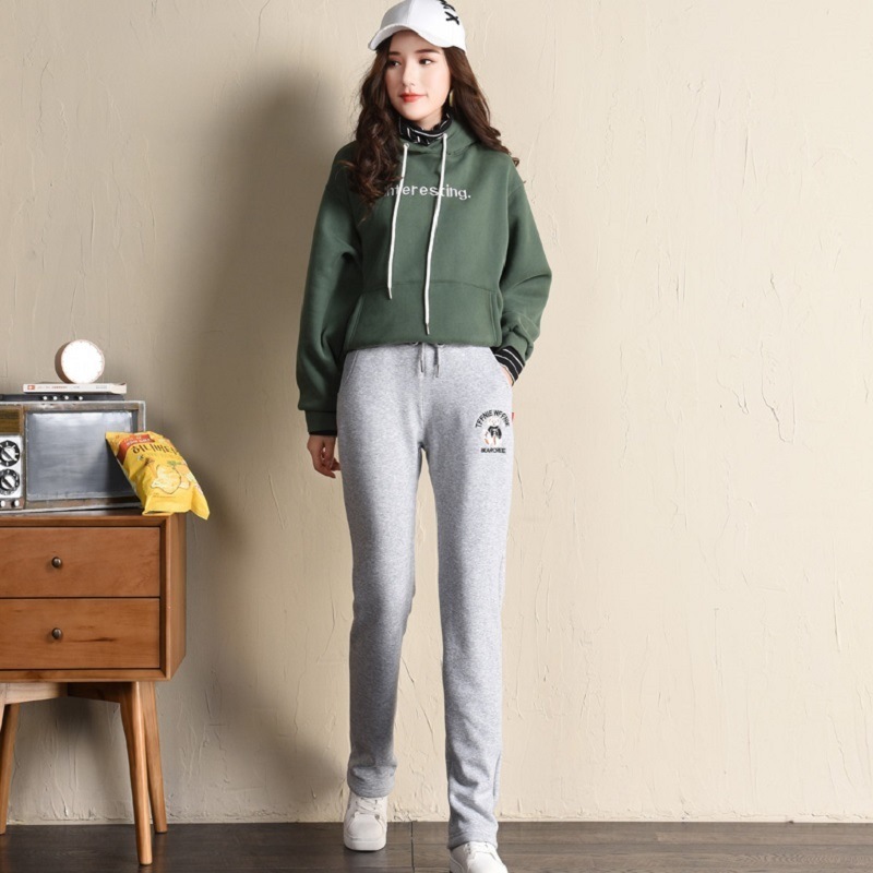 パンツ ズボン ストレートパンツ ミディアム丈 ストレート 刺繍 レトロ 大人女子 こなれ感 ラフ スポーティー ラブリー キュート 個性的 ライトグレー ブラック ネイビー ダークグレー 2XL