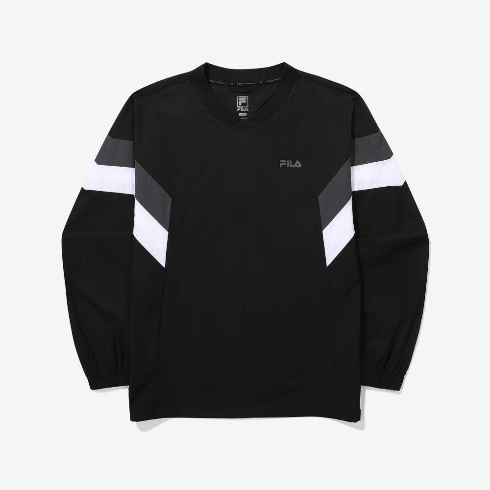 フィラストレッチ Vネックウーブンスウェットシャツ_FS2POG1205X_BLK