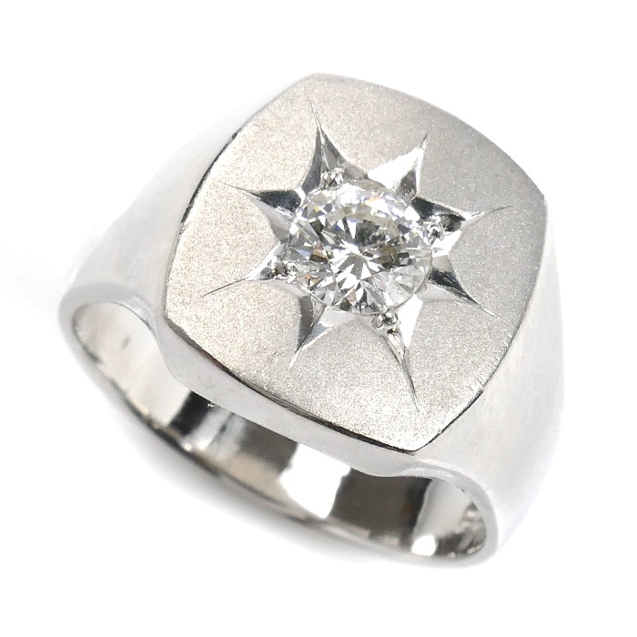 Pt900プラチナ リング・指輪 ダイヤモンド0.63ct 20号 21.1g メンズ 中古 美品