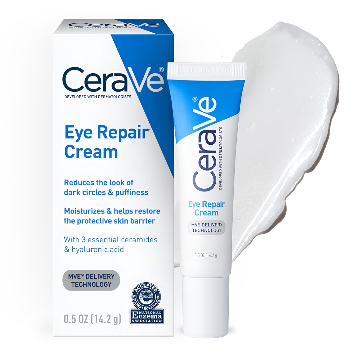 CeraVe アイリペアクリーム目の下の腫れと目の下の袋のためのアンダーアイクリームヒアルロン酸+ナイアシンアミド+海洋植物複合体オイルフリー&眼科医試験