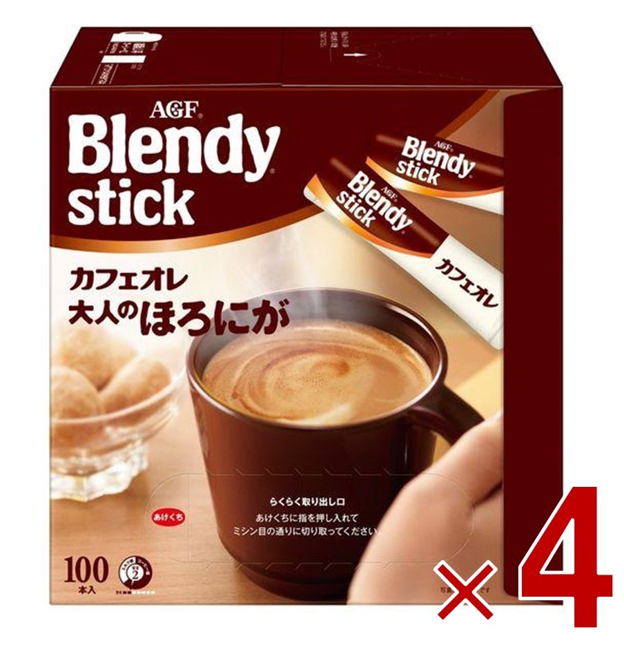 AGF ブレンディスティック カフェオレ 大人のほろにが コーヒー スティック 100本 インスタントコーヒー 大容量 まとめ買い 4個