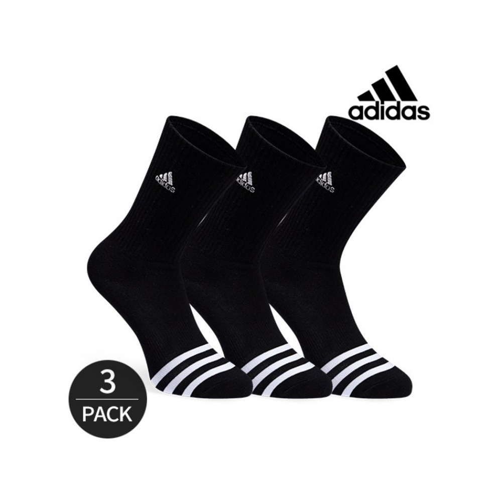 アディダスゴルフレディースパフォーマンススリーフロントエンブロイダリークルーソックス 3P_BK