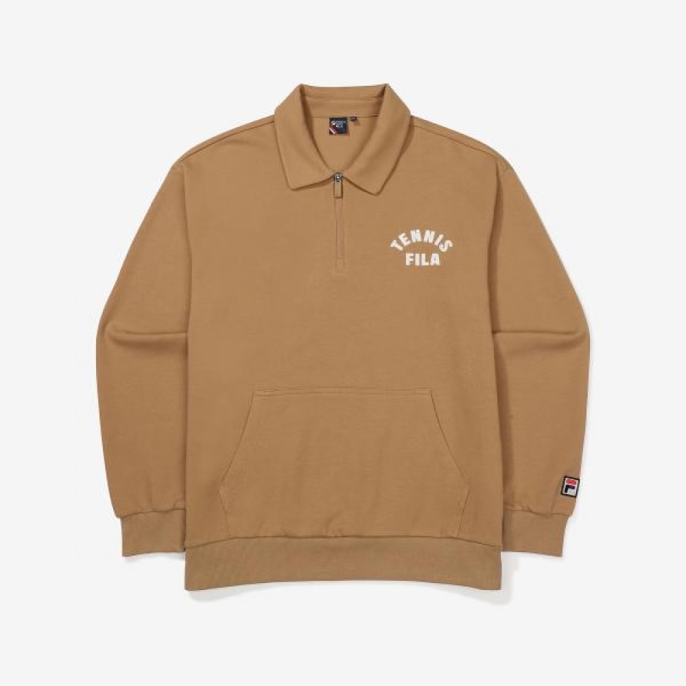 FILA コットン混合 半ジップ カラー マンツーマン