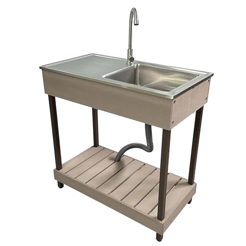 igarden アイガーデン ステンレス製シンク流し台 アイガーデンオリジナル人工木収納庫組み立て