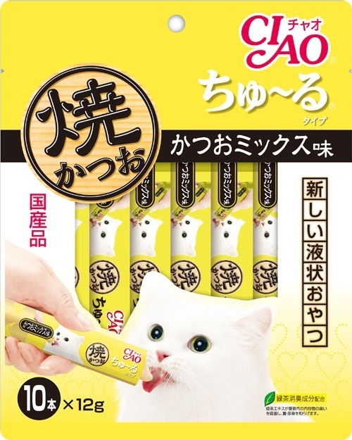 （まとめ買い）焼かつおちゅるタイプ かつおミックス味 12gx10本入り 10R-109 猫用 [x8]