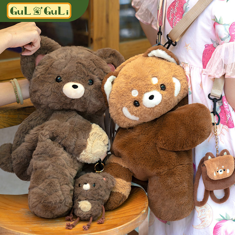 即納 子羊 可愛い おしゃれ 斜め掛けバッグ パンダ ハートクマ カピバラ パンダ アライグマ人形リュック ペンギン