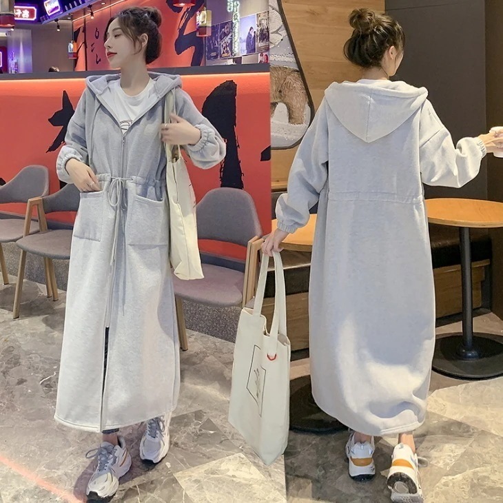 服レディースカーディガンロング丈パーカー韓国ファッションカーディガン長袖トップスワンピースカジュアル着痩せ効果福袋