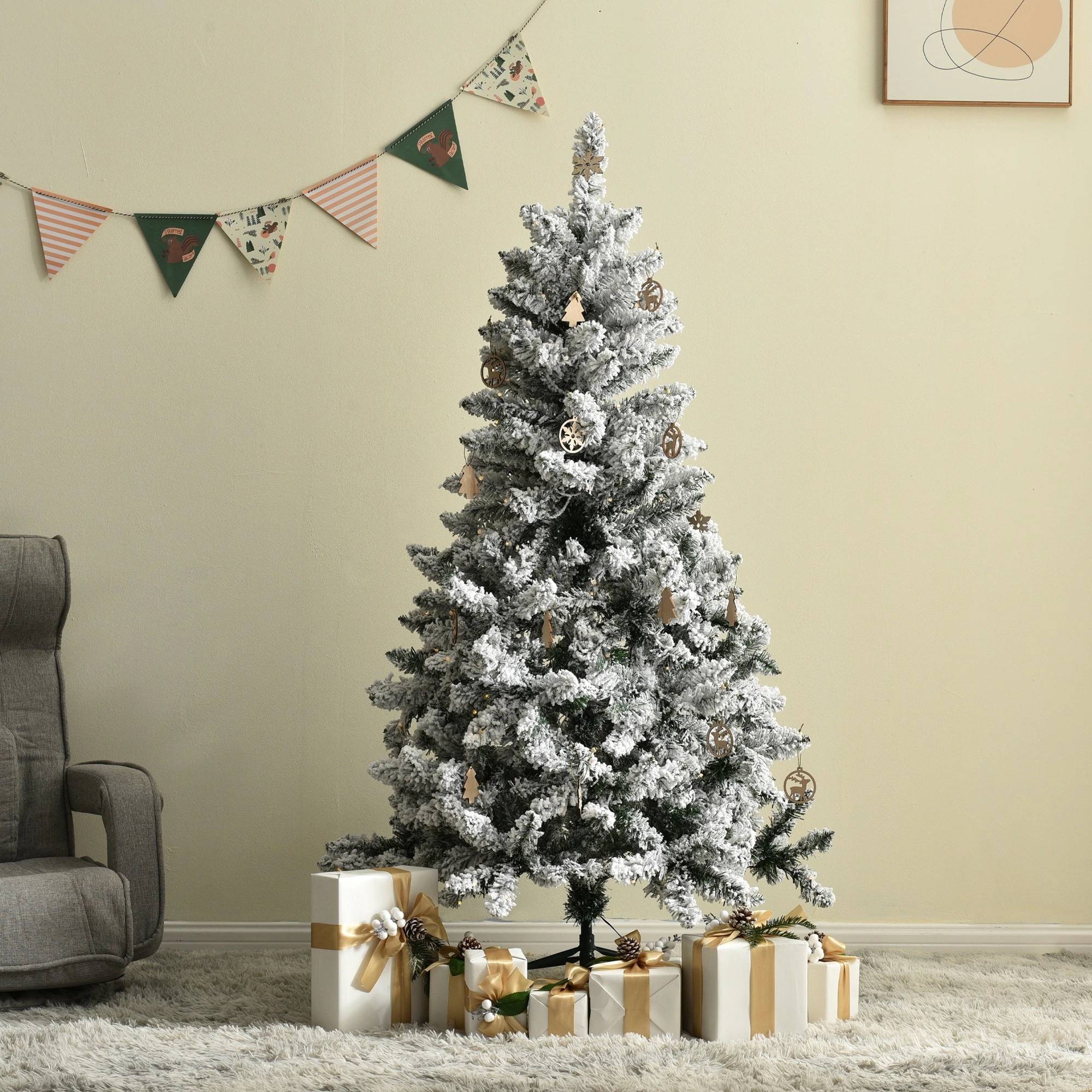 クリスマスツリー 150cm LED 北欧 おしゃれ 雪化粧 オーナメント無し 雪化粧リアルヌードツリー Green POLYVINYL CHLORIDE クリスマスツリー サンタ クリスマス 大判