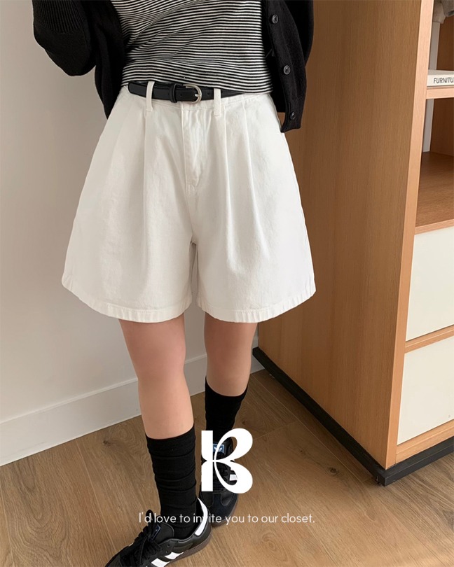 [MADE] ツイートピンタックコットン5分ショートパンツ pt1453