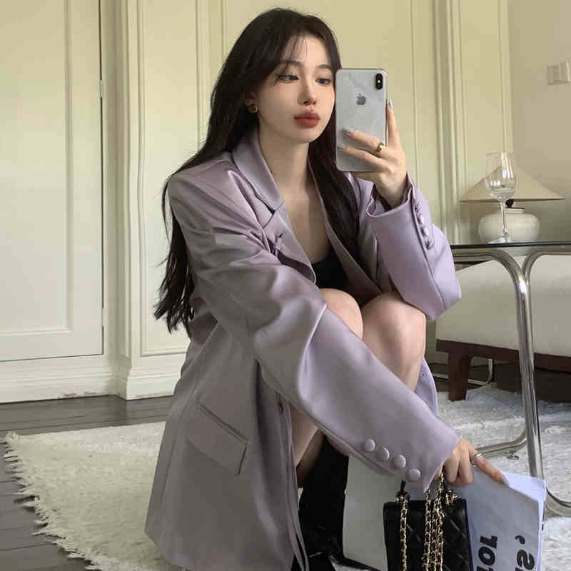 ジャケット テーラード レディース ポケット 前開き オーバーサイズ ビッグ 大人可愛い ゆったり クール モード系 シンプル コーデ お洒落 お出かけ イベント パーティー 黒 パープル S M L