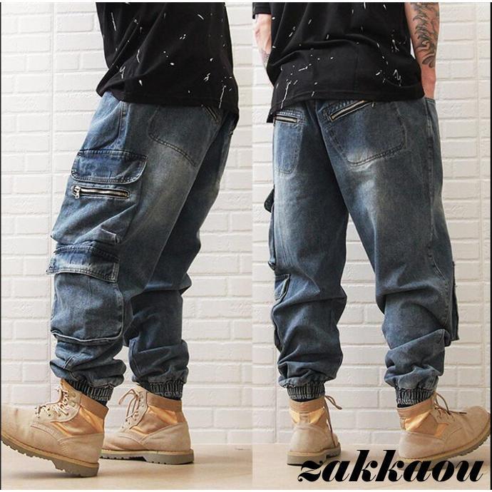 デニムパンツ メンズ デニム カーゴパンツ 大きいサイズ ズボン ジーンズ Gパン ジーパン カジュアル ゆる ヒップホップ
