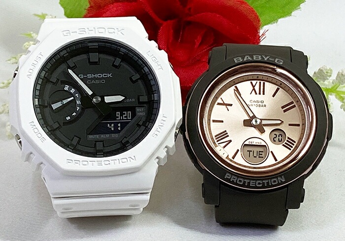 恋人たちのGショックペアウオッチ G-SHOCK BABY-G ペア腕時計 カシオ 2本セット GA-2100-7AJF BGA-290-5AJF 電池式 アナデジ 手書きします クリス