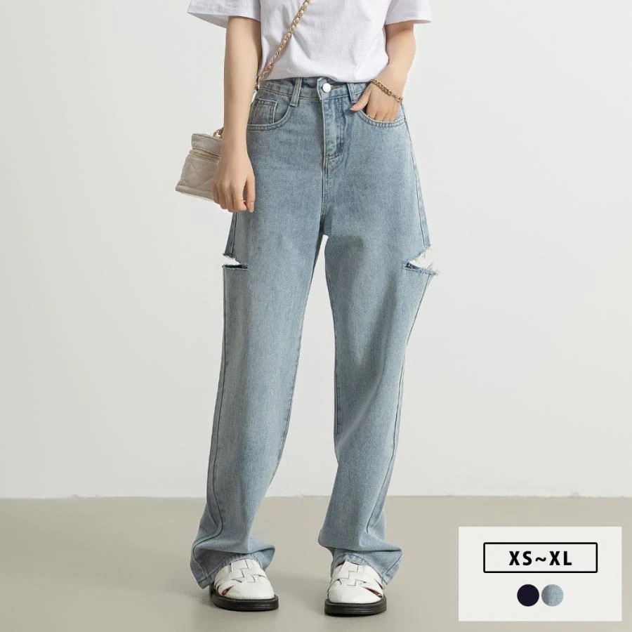 デニム パンツ レディース ボトムス おしゃれ 春秋 黒 ゆったり ロングパンツ ワイドパンツ ズボン 大きいサイズ 小さいサイズ