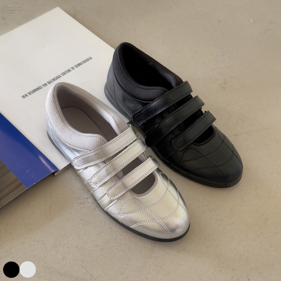 韓国デザイン韓国人気ベルクロロートップインスタバレエコアスニーカー2種