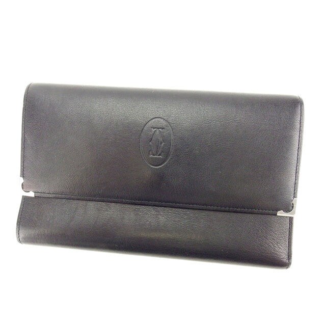 長財布 三つ折り財布 カボション ブラック シルバー ボルドー 中古