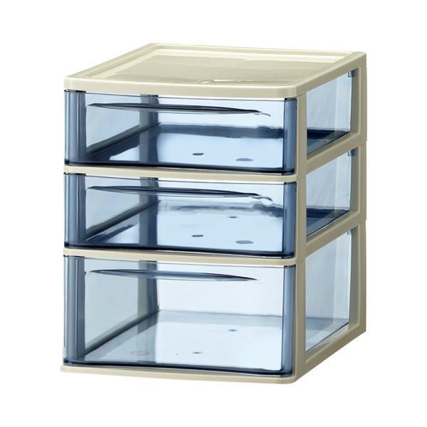 （まとめ） 山田化学 スタックチェスト A4タテ 浅型2段深型1段 ダークブルー A4-C3 1個 3セット