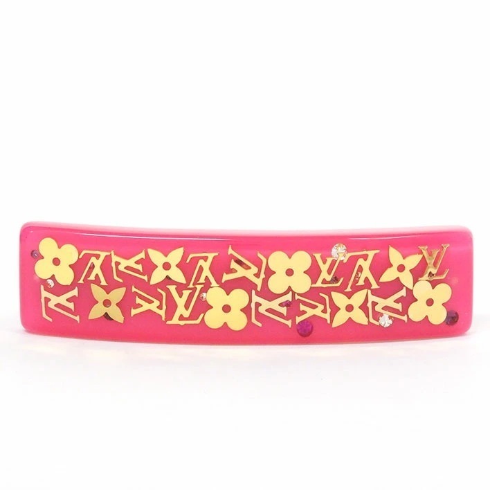 【美品】ルイヴィトン バレッタ モノグラム アンクルージョン M65781 ローズポップ プラスチック/樹脂 【ヘアアクセサリー】